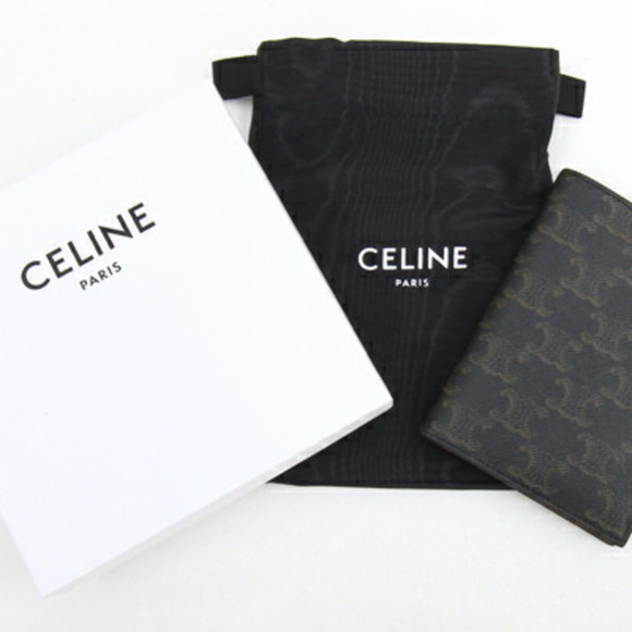 Celine Passport Case Triomphe Cover 4M3432AK1.04BT Black Tan PVC Leather Men ... - Picture 5 of 5